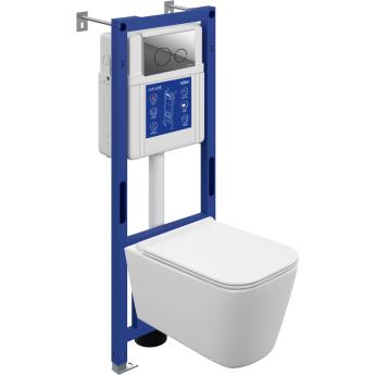 Комплект CERSANIT CREA VORTEX DPL EO инсталляция AQUA 40 SMART M кнопка TWINS пластик хром глянцевый